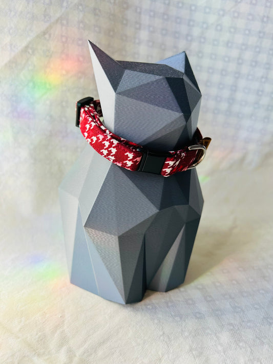 Red Houndstooth Cat Collar