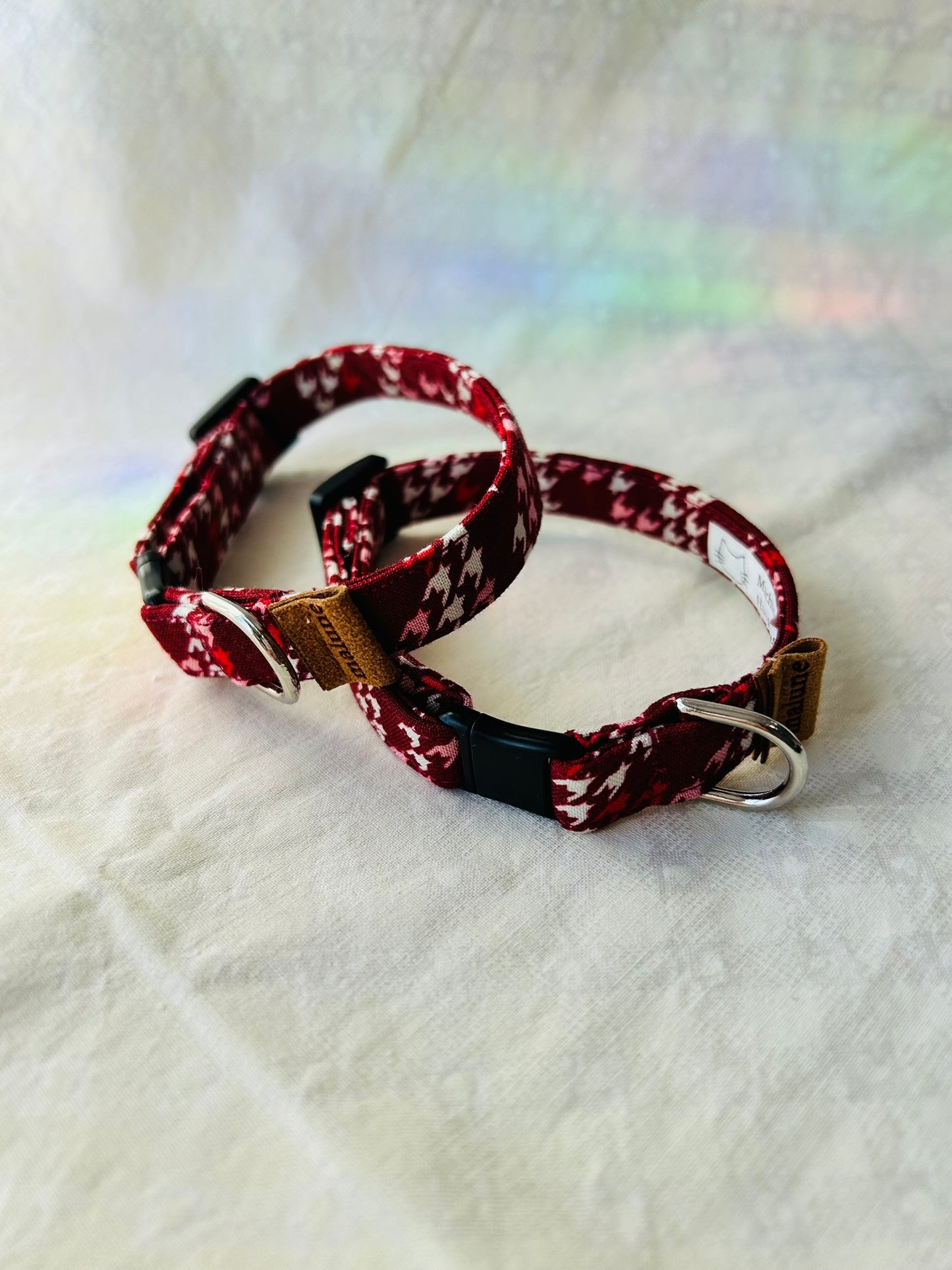 Red Houndstooth Cat Collar