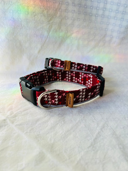 Red Houndstooth Dog Collar