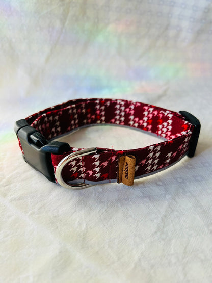 Red Houndstooth Dog Collar