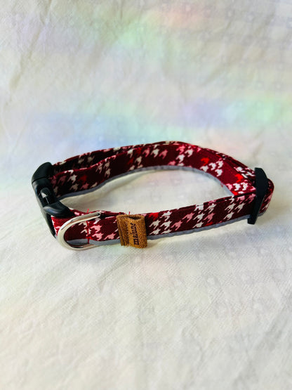 Red Houndstooth Dog Collar